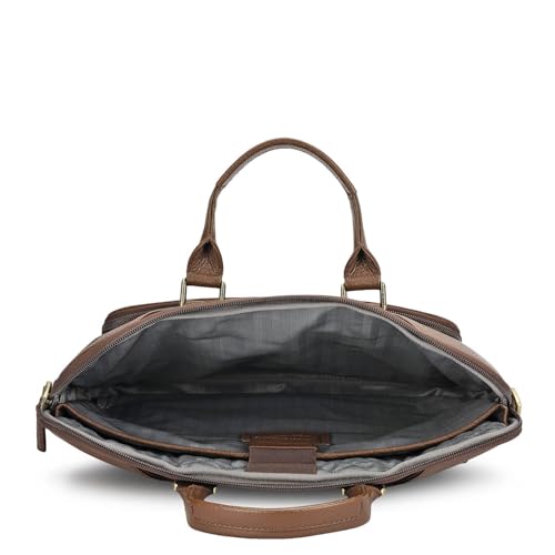 Image of Da Milano LeatherLaptop Bag for Men & Women | Laptop Messenger Bag | Fits Up To 15 inch Laptop | Ideal for Office Purpose (10018A)