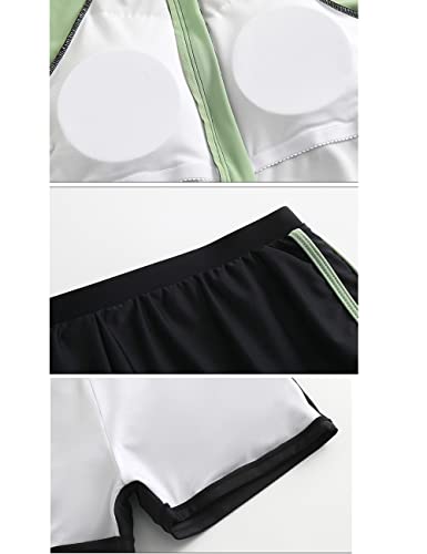 Image of KORADI Girls Swimsuits Rash Guard Swim Set Kids Two-Piece Bathing Suits Teen Swimwear Beach Shorts Sun Protection Swim Shirts