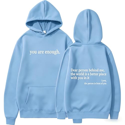 Enthowother Dear Person Behind Me Sweatshirt Hoodie,Halloween Sweatshirt White Hoodie (Sky Blue Hoodie,M)