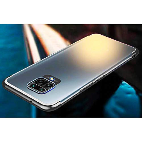 Image of Electroplating Shining Ultra Thin Soft Silicone Transparent TPU Mobile Back Case Cover for Mi Redmi Note 9 Pro /Redmi Note 9 Pro Max /Poco M2 Pro (Black)