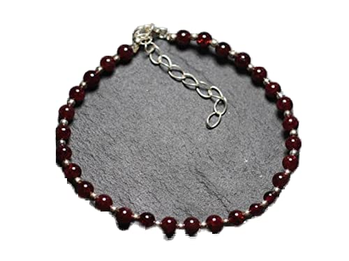 Bracelet stacking en grenat 4mm ajustable pour style unisexe