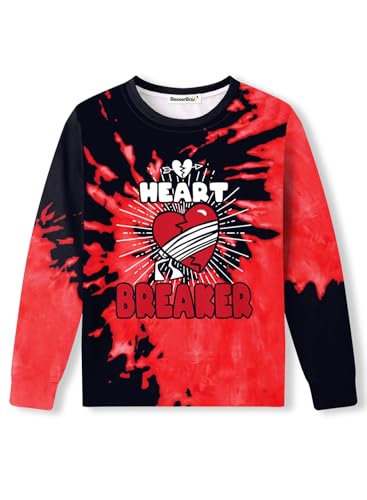 Valentine's Little Kids Long Sleeve Crew Neck Love Patterned Sweatshirts Patry Pullover Red Black Heart Breaker 3-4 Years
