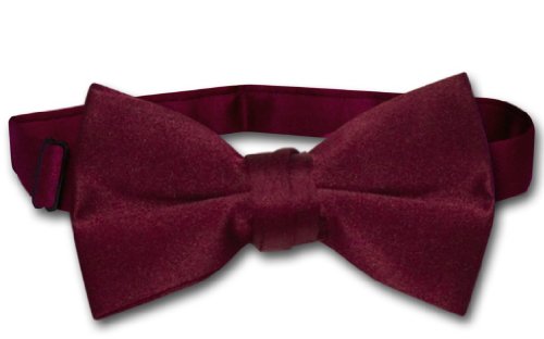 Vesuvio Napoli BOY'S BOWTIE Solid BURGUNDY Color Youth Bow Tie