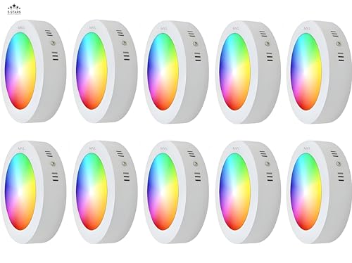 Image of MVL 9 Watt 7 in 1 Multicolour Surface Panel Led Light (Red /Pink /Blue /Yellow /Violet /Green /Sky Blue /White) Pack of 10(Aluminium)
