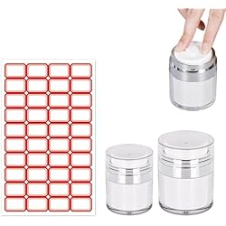 Dispensador De Jabon De Flor Dispensador de Crema, Crema Dispensador Bomba, Tarros de Bomba Sin Aire, Airless Pump Dispensador Crema, Contenedor de Cosmeticos, 2 Frascos Dispensador Bomba Vacio, con Etiquetas Adhesivas Pegatinas