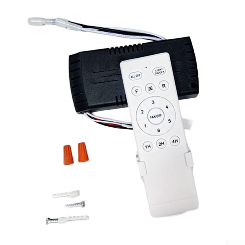 Kit de control remoto de ventilador de techo de conversión de frecuencia con 1-6 ajustes, rango de 30 m, entrada de 90-265 V, carcasa de PC, ventiladores de techo AC (negro/blanco) (versión