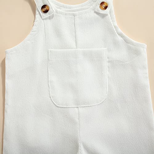 Newborn Baby Boy Girl Summer One Piece Button Suspender Overalls Jumpsuit Sleeveless Plain Romper Outfit Bib Pants (A-White, 12-18 Months) #TOP4