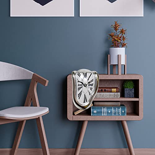 OHmaker Melting Clock Dali Melted Clock Gift Decor Art Inspired Wall Clock Twisted Shelf Hanging Surrealist for Decorative Shop Office Home Desk Roman Silve… OHmaker Melting Clock Dali Melted Clock Gift Decor Art Inspired Wall Clock Twisted Shelf Hanging Surrealist for Decorative Shop Office Home Desk Roman Silve…