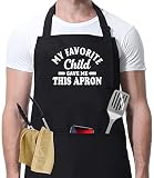 HTDesigns My Favourite Child Gave Me This Apron - Grandad Dad Step Dad Daddy - Gift Present Funny -