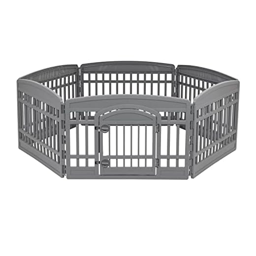 Amazon Basics Dog Playpen, Pet Exercise Pen with Door, 24-Inches, 6 Panel, Dark Gray