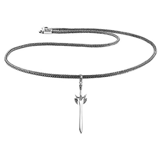 KUZZOI herr silver-halskedja med massiv tyngdberlock, oxiderar 925 sterlingsilver 925, längd 50 cm, kungkedja herrkedja med hänge, hög kvalitet och handarbetad, ZOI-011