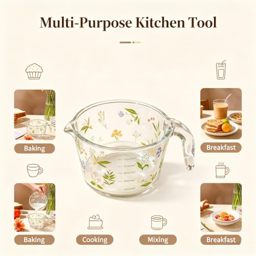 Vaso medidor de vidrio 500 ml con asa y pico vertedor miniatura 2