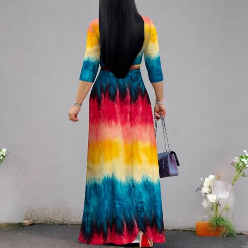 Image of PinkPatty Plus Size Maxi Dress for Women 3 /4 Sleeve Casual Long Dress | Soft stretchy fabric, functional pockets, flattering wrap v neck for vacation, casual wear and everyday styling