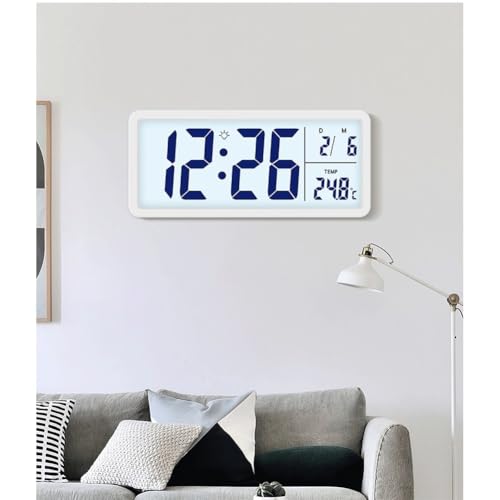Grande horloge murale LCD à veilleuse douce et capteurs météo - 7