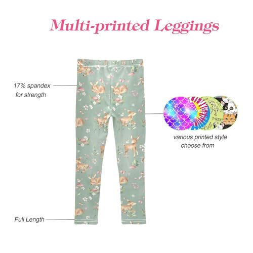 CaTaKu Girls Leggings Deers Cute Mushroom Leggings for Girls Kids Athletic Workout Yoga Pants Size 4-10T4