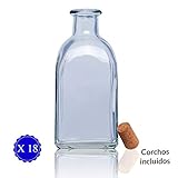 ➡️ FRASCA CON TAPÓN PARA LICORES de 250ml: Pack de 18 unidades con corcho incluido. Perfecta conservación de todo tipo de licor, vino, whisky, sidra. Botellitas con cierre de corchos de primera calidad.