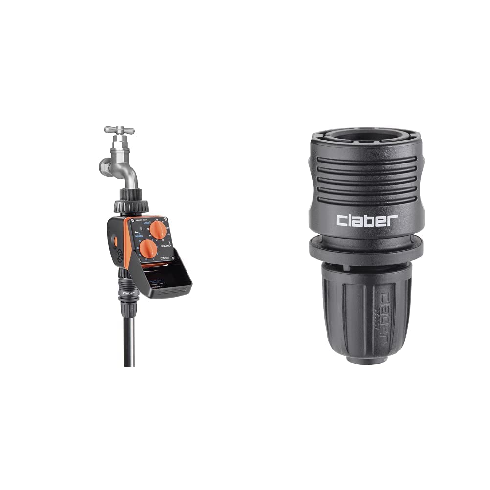Claber 8423 Aquauno Select & 91009 Goccia a Raccordo Automatico, Nero