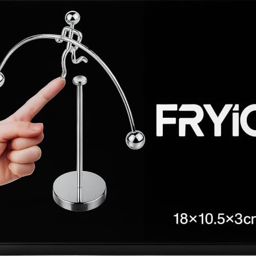 Image of FRYIO Adult Stainless Steel Balancing Toy | Engular Momentum Silver Pole Balancing Man | Stress Relief Motion Toy (Pole Balancing)