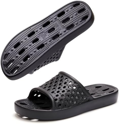 Xomiboe Shower Shoes For Men Women, Non Slip Bathroom Slippers Black EU46 — view 8