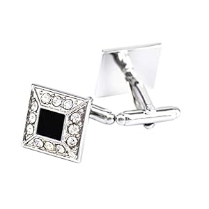 Daesar Koperen Manchetknopen voor Mannen Manchetknopen voor Brother Vierkante Manchetknopen Zilver Zwart