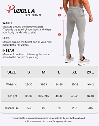 Pudolla Men's Thermal Running Tights With 3 Zipper Pockets Workout Compression Leggings Cycling Pants For Men Hiking Jogging(Black Large) #TOP6