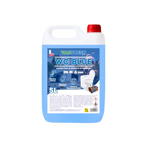Vanfresh WC Blue – Líquido para Depósito de WC Químico 5L | Aroma Fresco, Limpieza y Control de Olores para Inodoros Portátiles, Autocaravanas y Camping