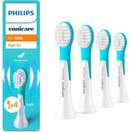 Philips Sonicare for Kids, Genuine Replacement Toothbrush Heads for Kids Aged 3+, 4 Pack, HX6034/90