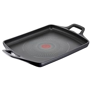 Lagostina Aroma Piastra Grill Antiaderente in Alluminio Pressofuso 26×32 cm, Induzione, Gas e Forno con Indicatore Cottura Thermo-Signal e Rivestimento Titanium Per Mantenere il Calore