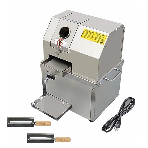 TECHTONGDA Electric Sugar Cane Juicer Machine, 3 Stainless Steel Rollers Sugarcane Press, Sugarcane Juice Extractor Squeezer with Openable Top Cover, 110V Sweet Sorghum Juice Extractor Pressing