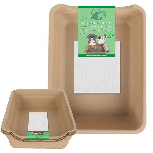 Twlead Disposable Litter Boxes for Cats, Low Entry Paper Litter Box, Paper Cat Litter Tray with One-time Pet Bath Towel Set ï¼ˆ3PACKS with 1 Towelï¼‰ for Travel on Weekends or Trips of Short Holidays