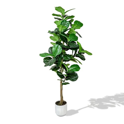 5FT Fiddle Leaf Fig Artificial Tree, Silk Fake Ficus Tree