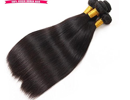 A2ZWIG 9A Unprocessed Brazilian Virgin Straight Remy Human Hair Extensions Weaves Wefts 3 Bundles 300 Grams (14 16 18 Inch)