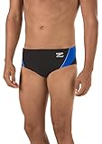 Speedo Men's Swimsuit Brief Endurance Team Colors, Black/Blue Splice, 30