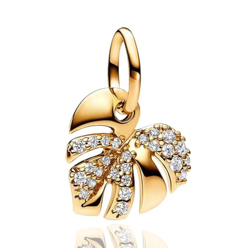 Doyafer Golden Turtle Backed Bamboo Leaf Pendant Fit Women's Necklace 925 Sterling Silver Pendant Family Friends Gift