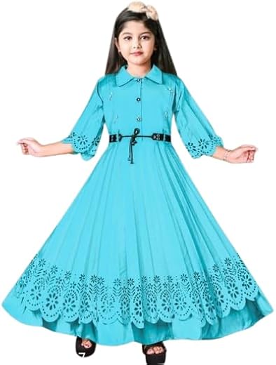 Kid Girls Long 3/4 Sleeves Frock Dress| Comfortable, Breathable, Lightweight, Skin Friendly|SL_70