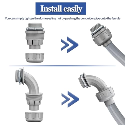 Geowaky 1/2 Inch 25 FT Liquid-Tight Conduit and Connector Kit Non Metallic Flexible Conduit Electrical Kit - 5 Straight and 3 Angle Fittings Included for Electrical Wiring - Thumbnail 6