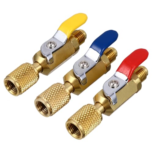 FIXOSHEE Válvula De Bola Compacta De Latón Para Refrigerante R134a R410a, Cierre y Encendido Para Aire Acondicionado Portátil, Herramienta De Mantenimiento Hvac Para Sistemas Minisplit