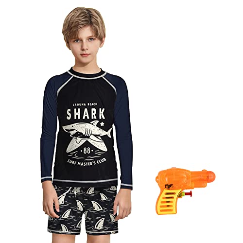 Zukocert Boy Two Piece Rash Guard Kids Long Sleeve Sunsuit Swimwear Sets Upf 50+ Sun Protection Bathing Suits 3-10 Years（Bs80-Clsy_Xl） #TOP1