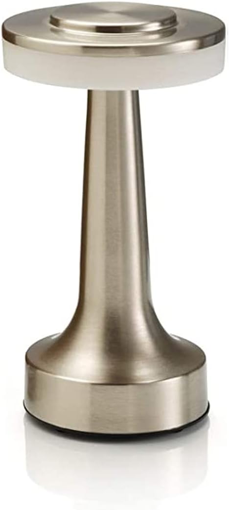 AuraglowSatin Nickel Rechargeable Touch Control Cordless LED Table Lamp - Perfect for Bedside Tables, Hotels and Restaurants