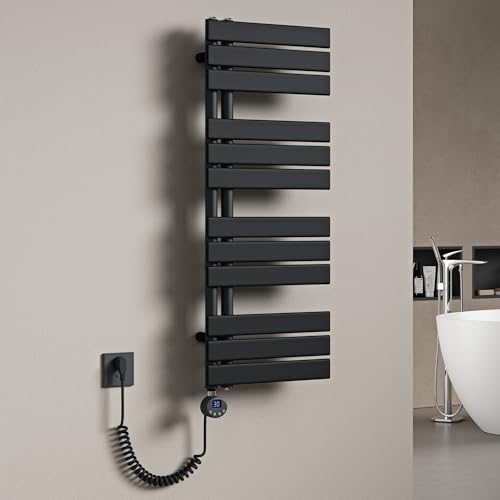 Mai Mai Radiador De Baño Eléctrico 104x40 Cm En Antracita Conexión Lateral Toallero Calentador De Toallas Calefacción De Baño Con Barra Calefactora 800w