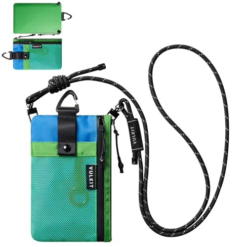 VULKIT RFID Blocking Travel Wallet for Men Women, Water Resistant Passport & Phone Holder with Detachable Lanyard and Key Ring, Lightweight Zipper Travel Wallet