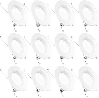 Sunco Lighting 12 Pack 5/6 Inch LED Recessed Downlight, Baffle Trim, Dimmable, 13W=75W