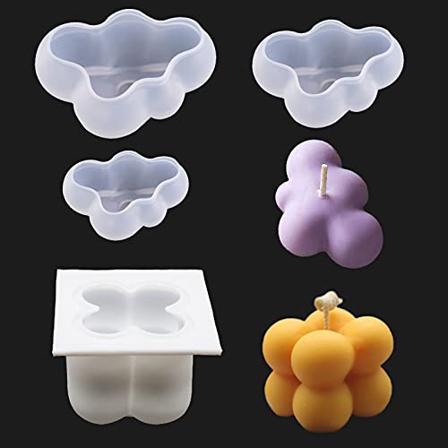 Velas moldea DIY,1 Piezas 3D Cube Vela Moldes,3 Piezas Molde De Silicona Forma De Nube,Velas Hacer Moldes,para jabón y velas, hecho a mano, manualidades de Navidad Cover
