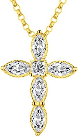 JO WISDOM Women Cross Necklace,925 Sterling Silver 3A CZ Crucifix Celtic Pendant Necklace,Jewellry for Women