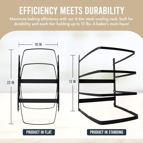 Linden Sweden Metal Baker’s Cooling Rack - Cooling Racks for Cooking and Baking - Storage for Craft and Baking Supplies - Collapsible Racks for Pizza Stones, Cookie Sheets, Pans - 22x 10x 1 Inches by LINDEN SWEDEN - Image 3