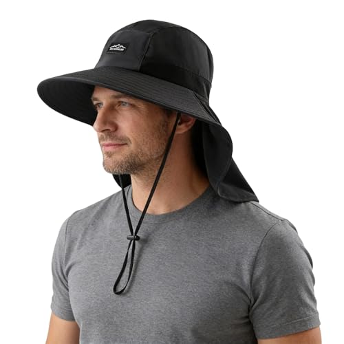 Sombrero Hombre Verano, Gorro Pescador Hombre, Sombrero Pescador (Negro)