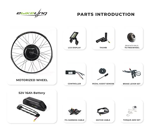 image for EBIKELING 48V 1200W, Add On Electric Bike Kit with Waterproof 24
