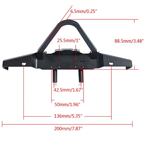 RCLIONS Metal RC Front Bumper with LED Lights Shackles for TRX4, SCX10 ii 1/10 RC Model Crawler Car
