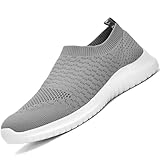 konhill Men's Athletic Walking Shoes - Lightweight Casual Knit Slip on Sneakers 11 US Dark Grey,Label 45