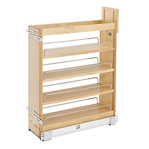Rev-A-Shelf 448-BCSC-6C 7.25 Inch Pullout Soft Close Kitchen Cabinet Storage Organizer, Wood Construction with Extra Durability, Natural Maple